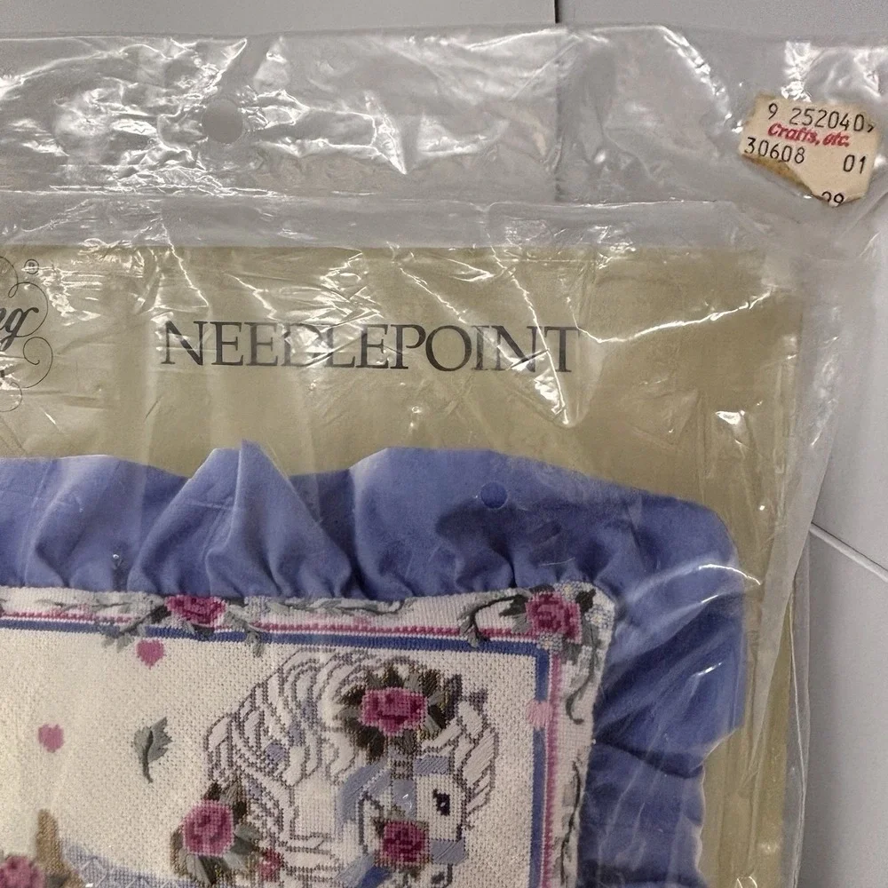 Vintage Candamar Needlepoint Kit #30608 CAROUSEL HORSE PILLOW Something Special